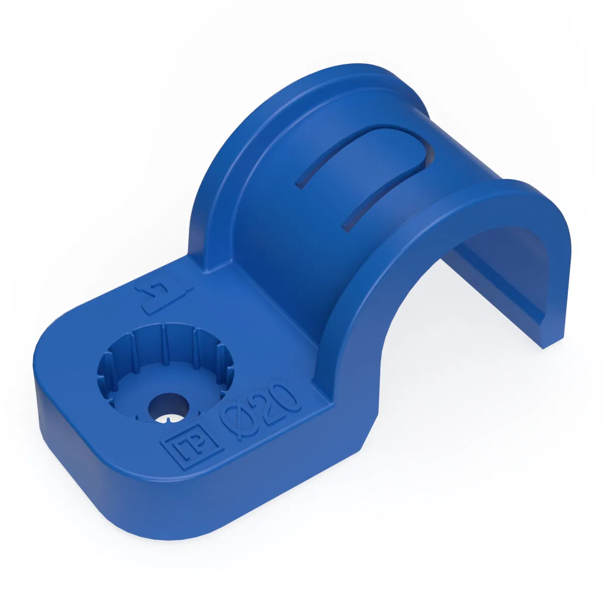 单面塑料直装式固定卡扣 耐候型蓝色 PE材质 d20 mm (50шт/600шт u/k) Промрукав PR13.2070