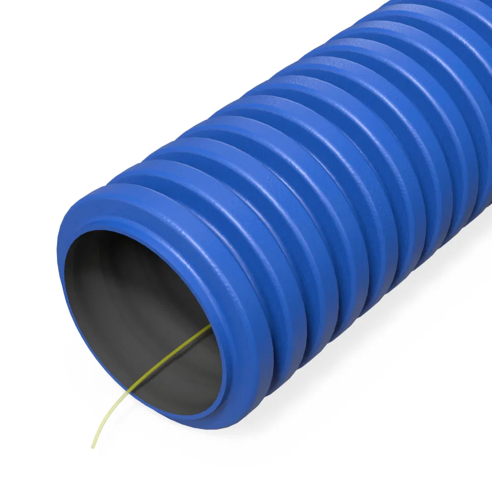 Double-walled corrugated HDPE flexible pipe type 450 (SN34) smooth-wall blue d32 mm (100m/pk) Promrukav