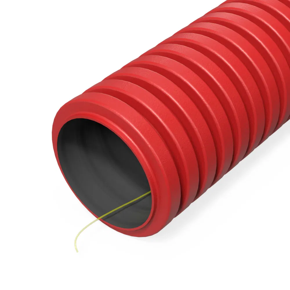 Double-walled corrugated HDPE flexible pipe type 450 (SN29) smooth-wall red d40 mm (150m/pk) Promrukav