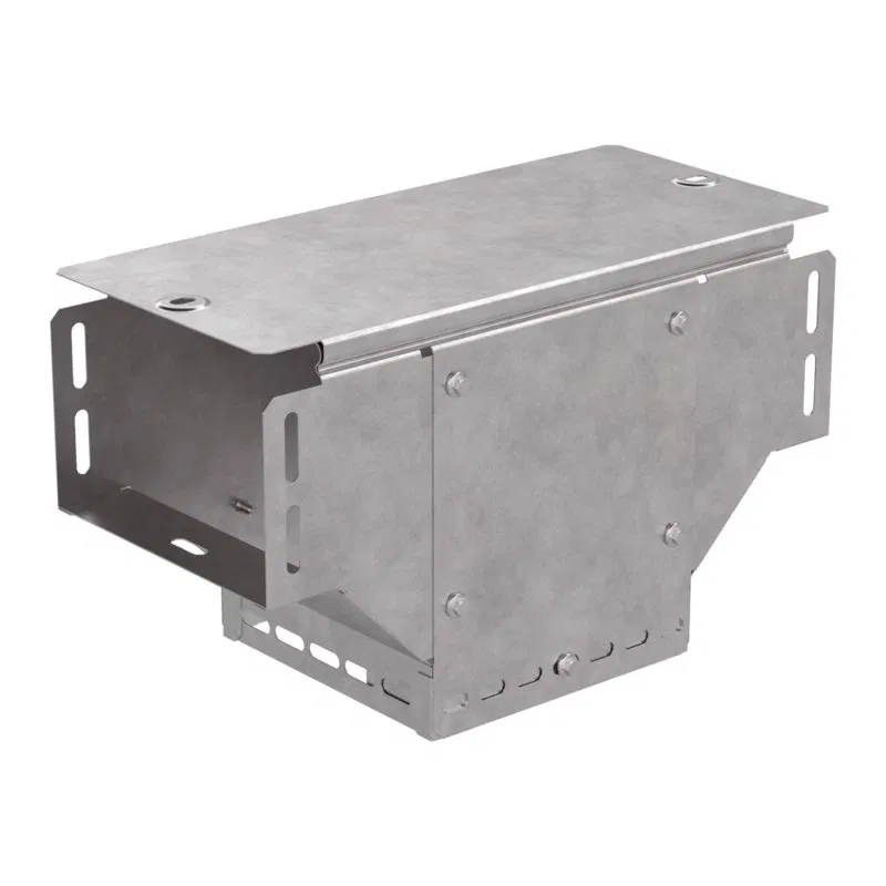 T-shaped tray branch, vertical 150x100 steel 0.7mm Standard with lid Promrukav PR16.0961