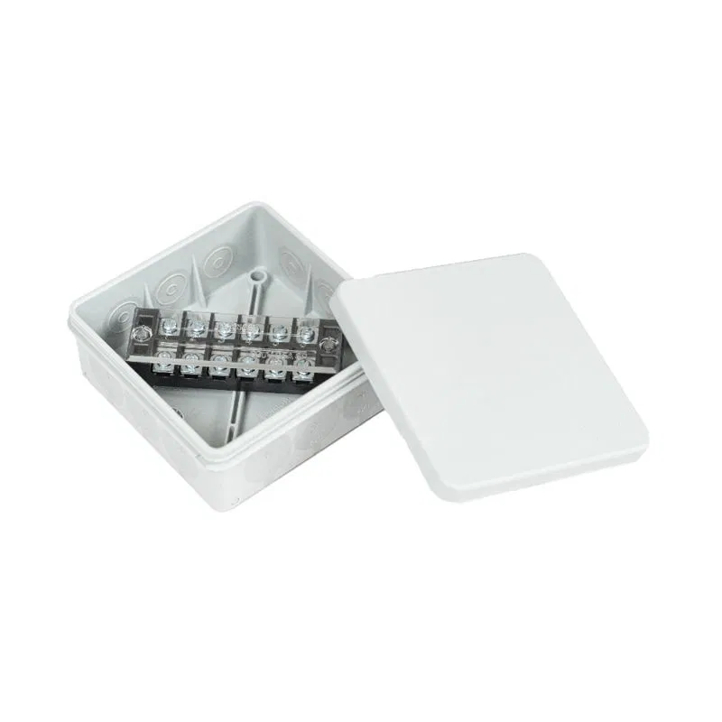 Distribution box 100x100x40 two-component (HF) for direct mounting complete with 6-terminal clamps cross-section up to 2.5mm2 ser. Promrukav PR80.0170