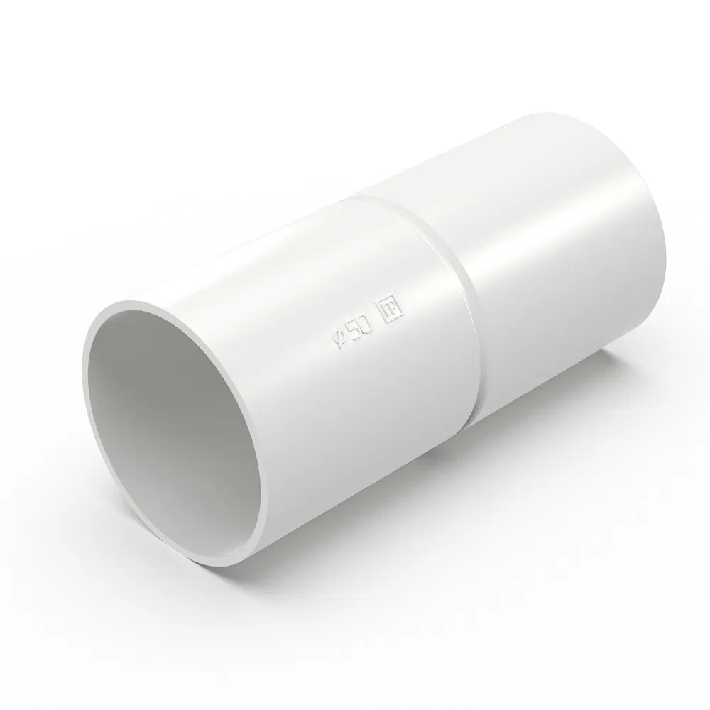 White coupling-pipe d50 mm (12pcs/144pcs pack/box) Promrukav