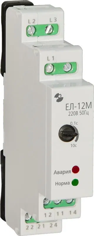 Voltage control relay 3ph EL-12M UKHL4 220V 50Hz delay 0.1...10s contact current 5A 2p Relay and Automation A8222-77135266
