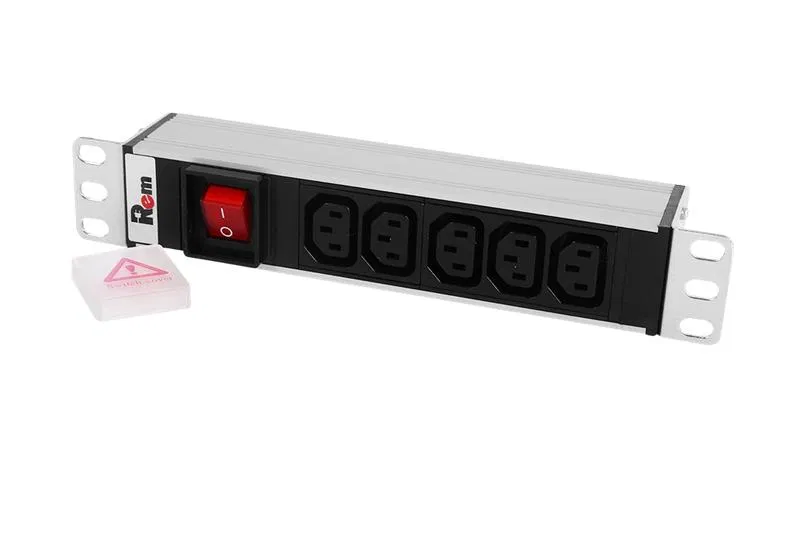 Блок розеток Rem-10 без шнура с выкл. 5 IEC 60320 C13 вход IEC 60320 C14 10А алюм. 10дюйм R-10-5C13-V-220-Z Rem 1462206