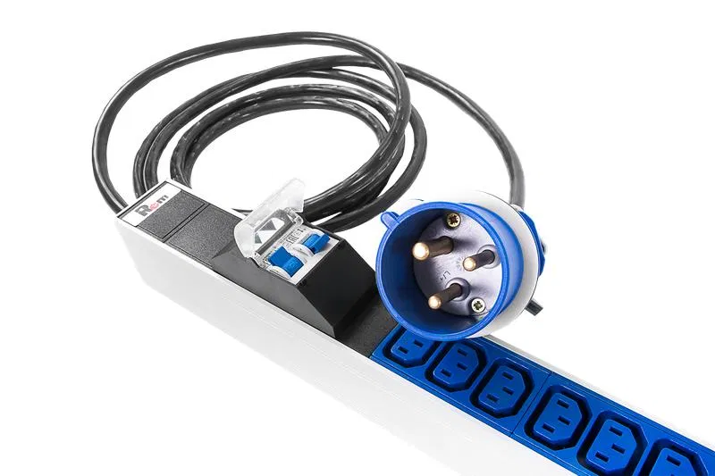Блок розеток вертикальный Rem-32 1ф 32А 2 авт. инд. 36 C13 1420мм вх. IEC 309 шнур 3м R-32-36C13-A-I-1420-3-2P Rem 1893564