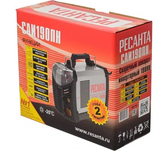 Инвертор сварочный САИ-190ПН 190А d5 140-240В IP21 форсаж дуги Ресанта 65/19