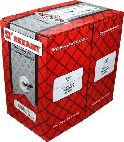 Кабель витая пара F/UTP кат.5e 1х2х24AWG solid PVC INDOOR сер. (м) Rexant 01-0120