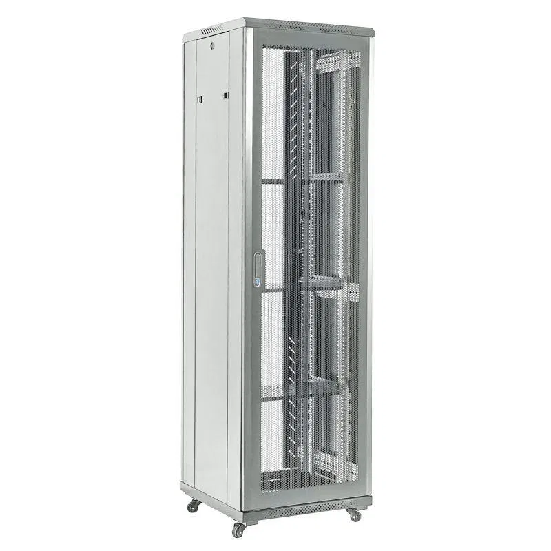 Telecommunication cabinet floor-standing 19-inch 42U 600x800mm door perforation disassembled RAL7035 gray Rexant 04-4268-231