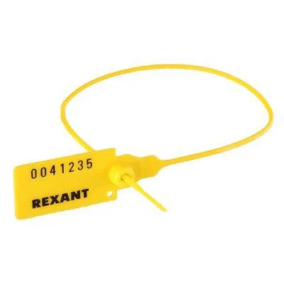 Пломба пластиковая номерная 350мм желт. Rexant 07-6132