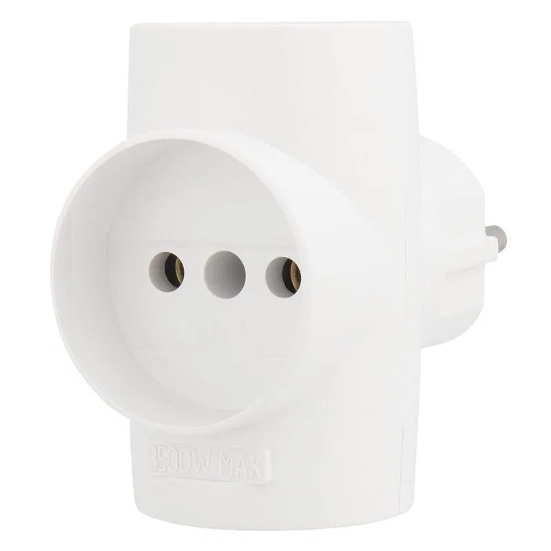 三位插座分线器 无接地 10A IP20 白色 Rexant 11-1077