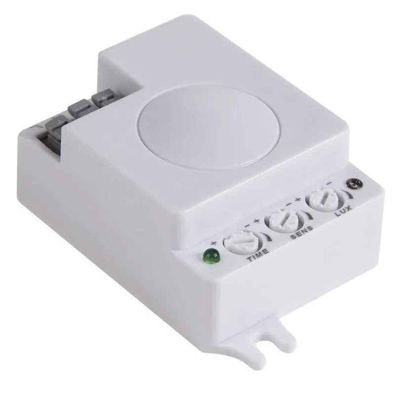 吸顶式微波运动传感器 ДДПМ 02 180度 (水平)/360度 (垂直) 1200W 10-2000Lk 3-10m 10-900sec 5.8GHz Rexant 11-9217