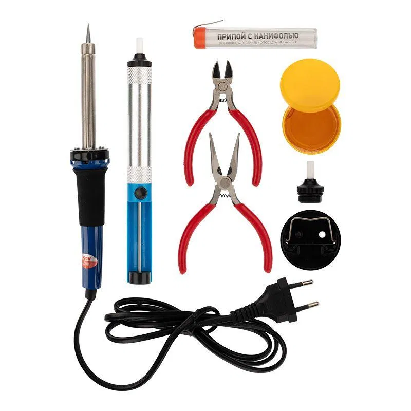 Soldering Kit No. 13 (30W soldering iron, stand, sponge, desoldering wick, rosin, solder) Rexant 12-0166