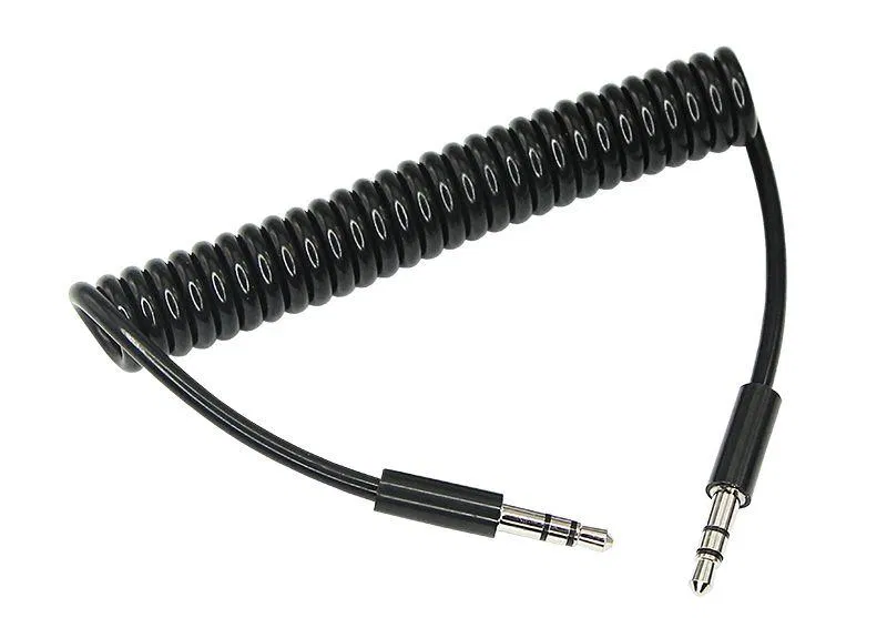 AUX 3.5mm audio cable spiral cord 1m black Rexant 18-4010