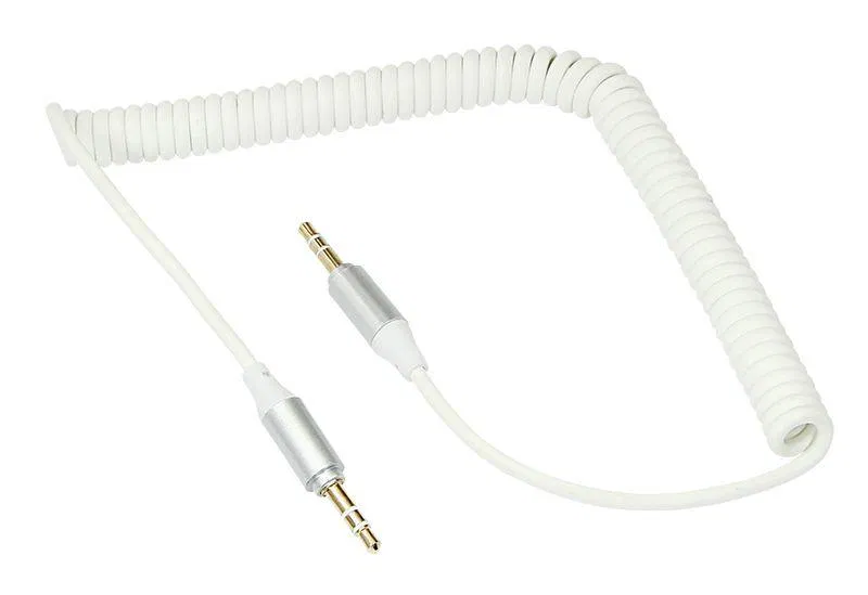 AUX audio cable 3.5mm coiled cord 1m white Rexant 18-4014