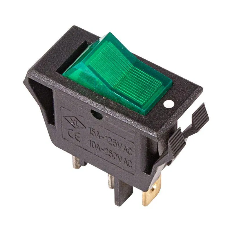 按键式开关 250V 15A (3s) ON-OFF 绿色带指示灯 (RWB-413 SC-788) Rexant 36-2226