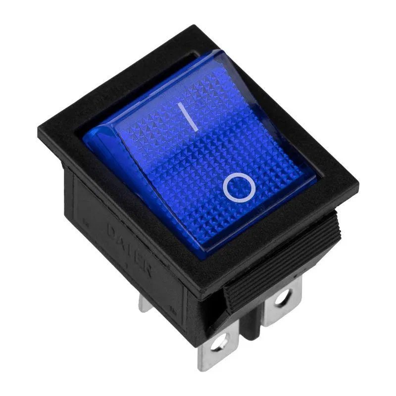 Key switch 250V 16A (4s) ON-OFF blue with backlight (RWB-502 SC-767 IRS-201-1) (ind. pack.) Rexant 36-2331-1