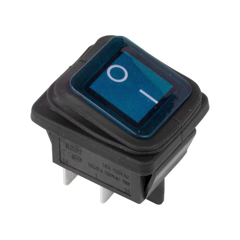 Key switch 250V 15A (4s) ON-OFF blue with backlight WATERPROOF (RWB-507) Rexant 36-2361