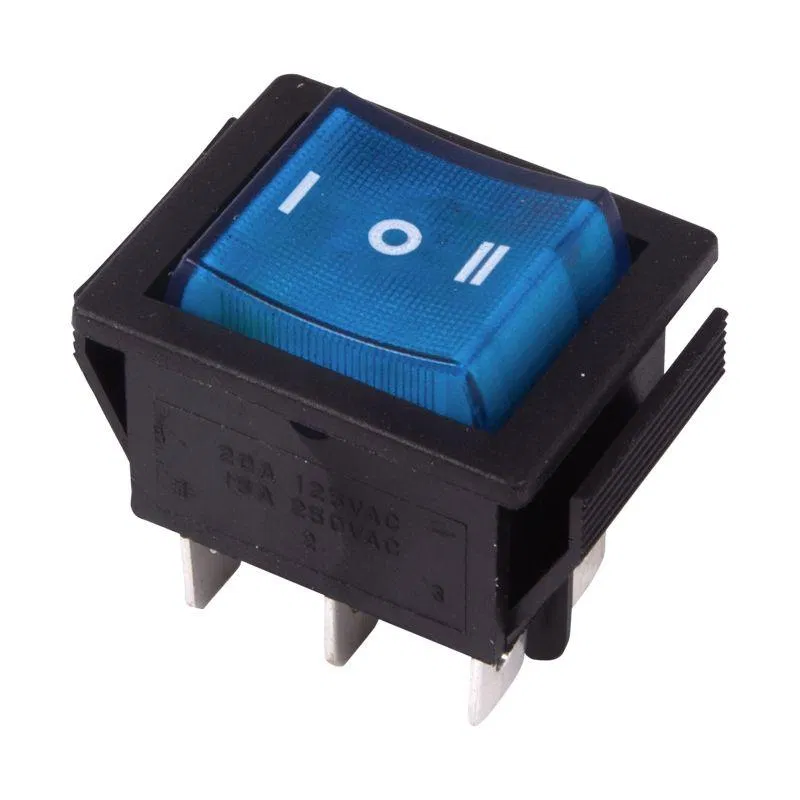 摇臂式开关 250V 15A (6s) ON-OFF-ON 带指示灯及零线 (RWB-509 SC-767) Rexant 36-2391