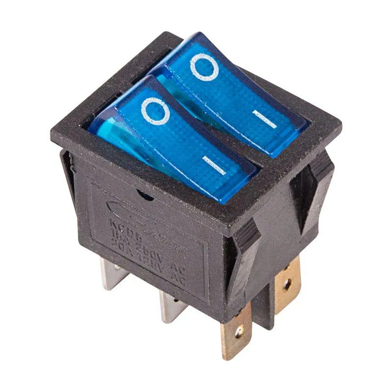 Key switch 250V 15A (6s) ON-OFF blue with backlight DOUBLE (RWB-511 SC-797) Rexant 36-2411