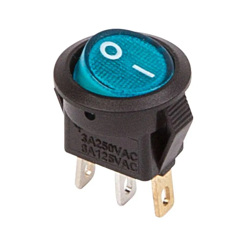 圆形按钮开关 250V 3A (3c) ON-OFF 带指示灯 Micro (RWB-106 SC-214) Rexant 36-2531
