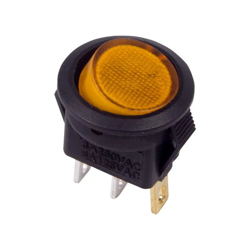 Round key switch 250V 3A (3c) ON-OFF yellow with backlight Micro (RWB-106 SC-214) Rexant 36-2532