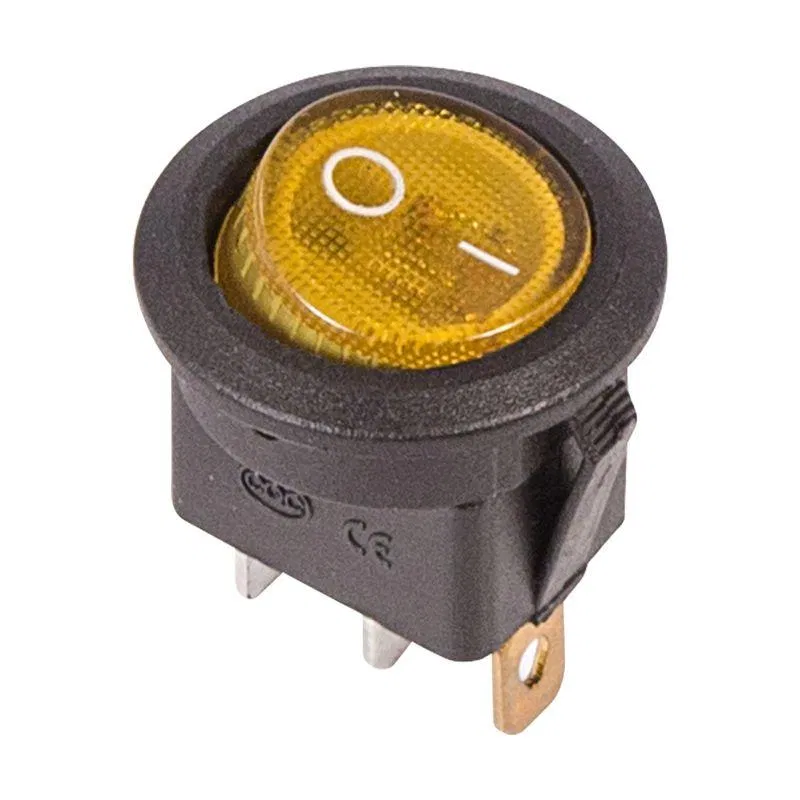 圆形按钮开关 250V 6A (3c) ON-OFF 黄色 带指示灯 (RWB-214 SC-214 MIRS-101-8) Rexant 36-2572