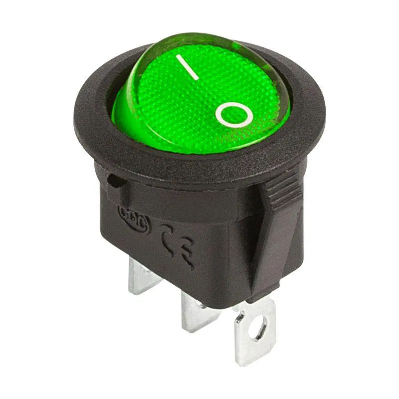 圆形按钮开关 12V 20A (3s) ON-OFF 绿色带背光 (RWB-214) Rexant 36-2588