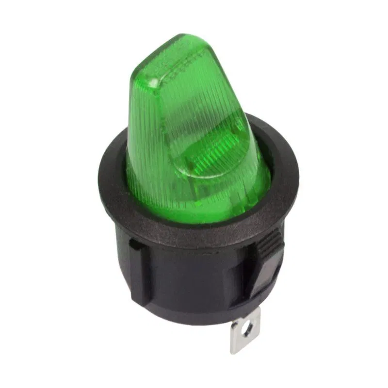 圆形按钮开关 12V 16A (3c) ON-OFF 绿色带背光 (RWB-224 SС-214) Rexant 36-2593