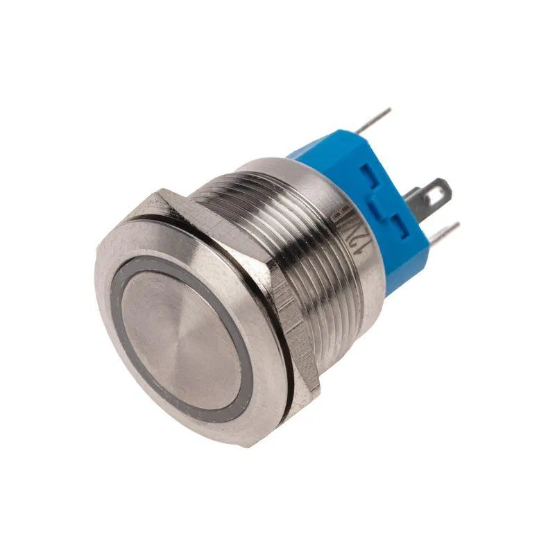 Vandal-proof button d22 12V non-fix. (6s) OFF-(ON)/ON-(OFF) backlight/blue Rexant 36-3511