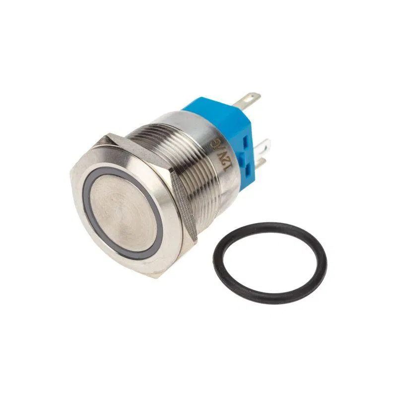 Vandal-proof button d22 12V non-fix. (6s) OFF-(ON)/ON-(OFF) backlight/green Rexant 36-3513