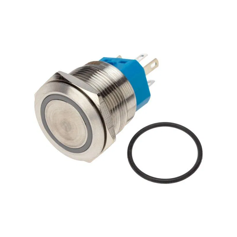 Vandal-proof button d22 250V without fix. (5c) OFF-(ON)/ON-(OFF) green backlight Rexant 36-3533