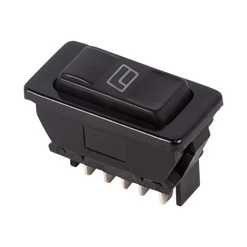 按键式开关 (车窗升降器) 12V 20A (5s) (ON)-OFF-(ON) 黑色带背光 (ASW-02D) Rexant 36-4420