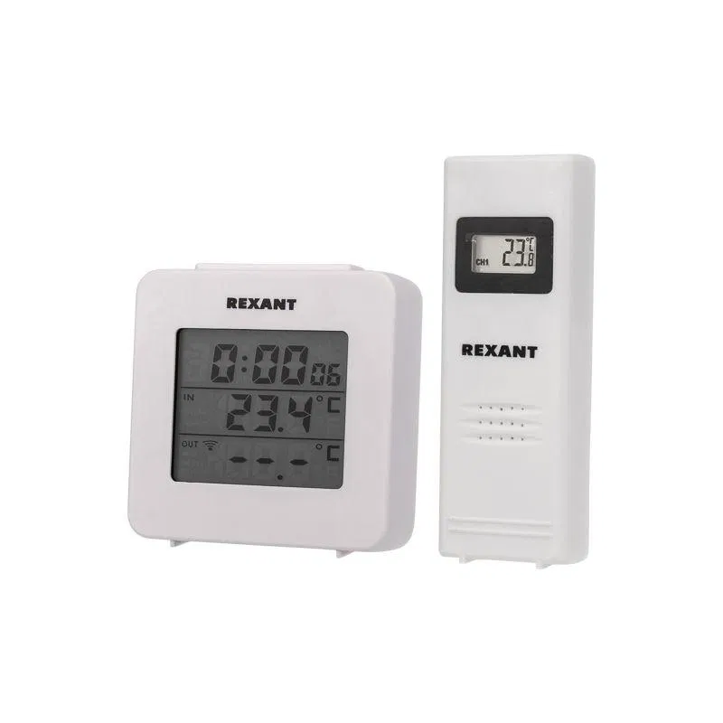 Electronic thermometer with clock and wireless remote sensor (blist.) Rexant 70-0592