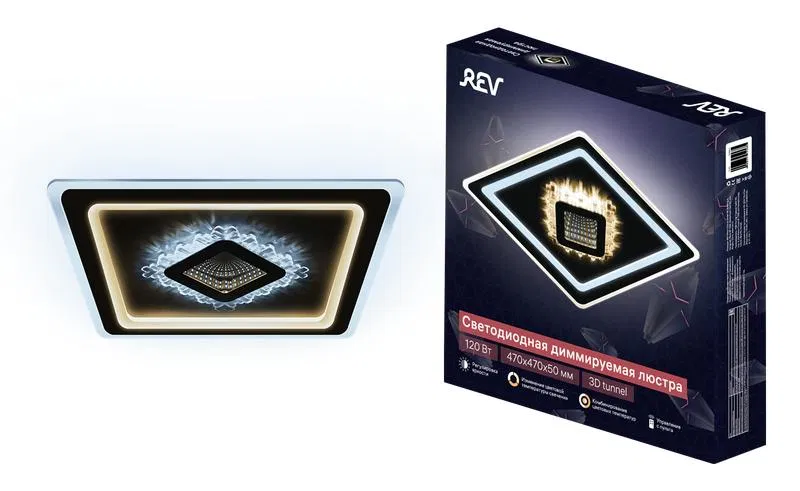 Люстра светодиодная CRYSTAL 3D 120Вт 470х470х40мм 40кв.м потолочная ДУ 3 режима диммир. бел. Ritter 52367 3