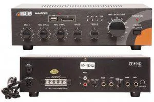 AA-35M mp3 WMA 广播功放，带 USB/SD/MMC 卡槽。35W USB播放器，3路麦克风/2路线路输入 ROXTON 223733
