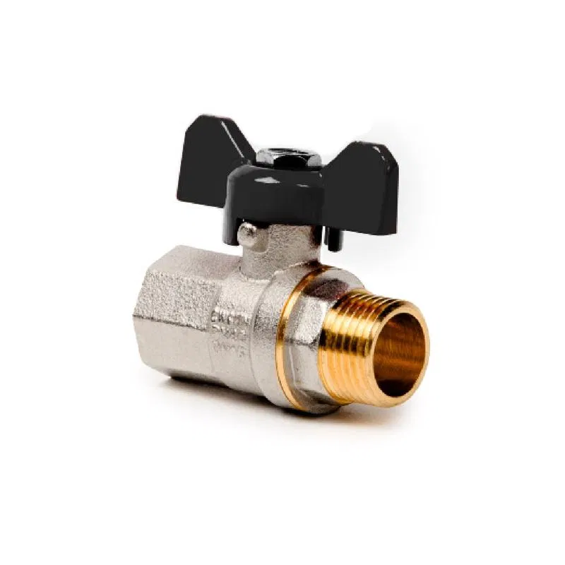 Ball valve butterfly handle brass int./ext. thread 1 1/4 inch PN40 euroslot nickel RTP 43354
