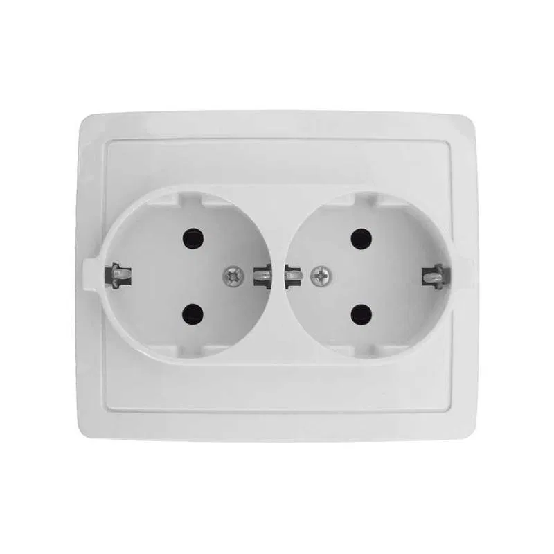Simon15 2孔插座 16A IP20 250V 带接地 Schuko 无保护门 螺钉端子 白色 Simon 1590456-030