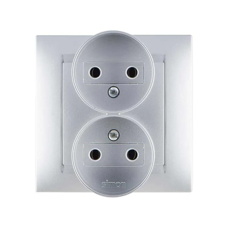 Розетка 2-м СП Simon15 16А IP20 250В без заземл. винт. клеммы алюм. Simon 1590457-033