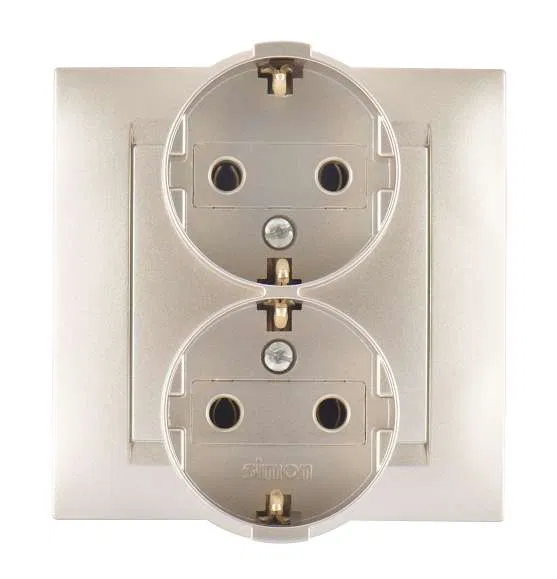 Розетка 2-м СП Simon15 с заземл. шампань Simon 1590459-034