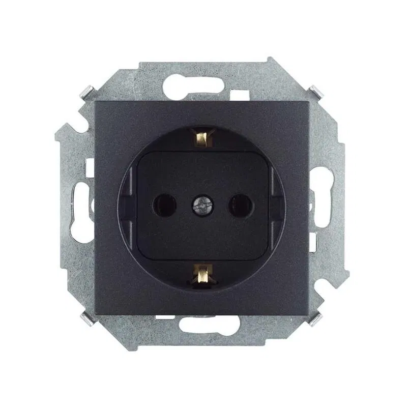 Socket with grounding 2P+E 16A 250V screw terminal graphite Simon 1591432-038