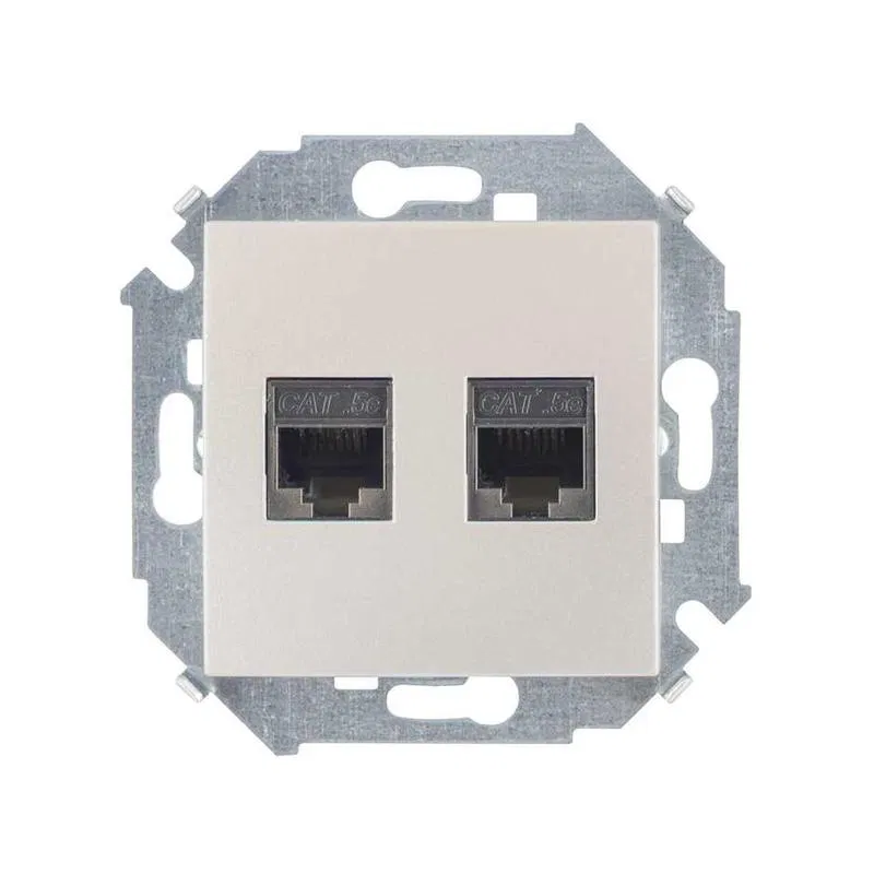 Simon 15 RJ45 双口网络插座 Cat.5E AMP 机构 香槟色 Simon 1591552-034