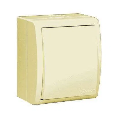 1-way switch OP Simon 15 Aqua 10A IP54 with screw terminal backlight ivory Simon 1594104-031