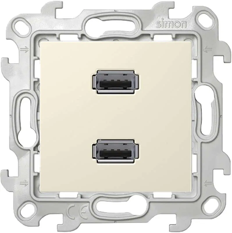 USB Socket 2-port Simon 24 IP20 connector mechanism ivory Simon 2411090-031