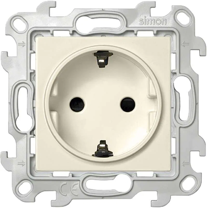 Socket 1-gang SP Simon 24 16A IP20 2P+E Schuko shutter mechanism ivory Simon 2450432-031