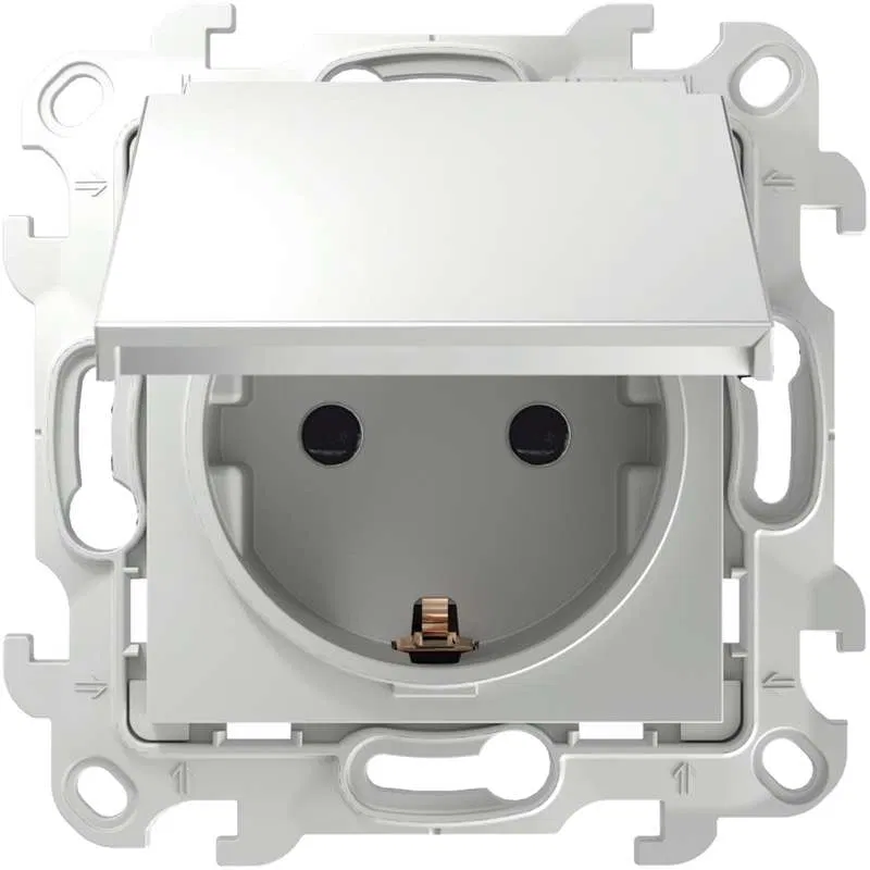 Simon 24 插座 1-m SP 16A IP44 2P+E Schuko 模块 白色 Simon 2450448-030