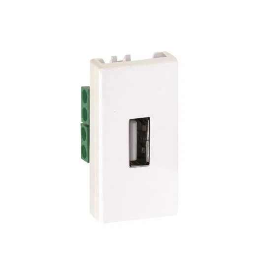 Simon 27 USB插座 Type A 2.0 窄模块 螺丝 机构 白色 Simon 2701090-030