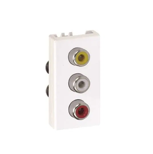 RCA audio/video socket 3-pin Simon 27 narrow module screws mechanism white Simon 2701093-030