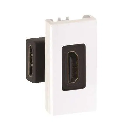 HDMI 视频音频穿透插座 Simon 27 系列窄型模块 (母-母) 底座 白色 Simon 2701094-030