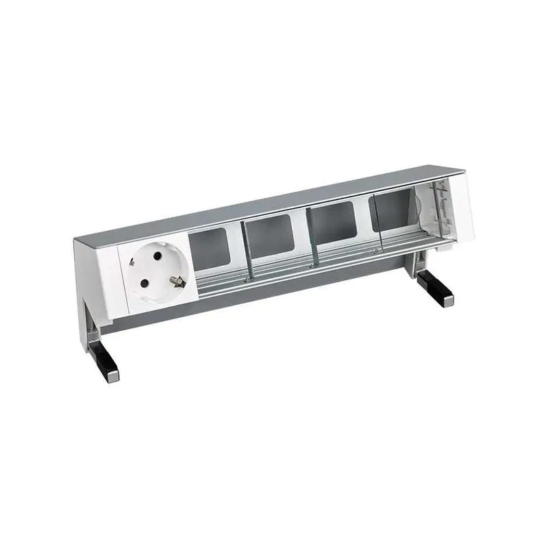 Блок розеточный настольный 1х2P+E 4 пустых мод. алюм. Simon 400 42501000-133