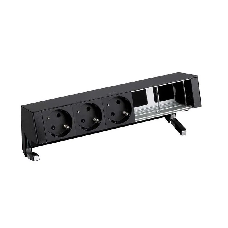 Desktop socket outlet block 3x2P+E 2 empty modules black Simon 400 42503000-138